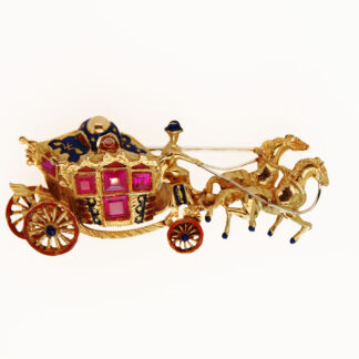 Royal Carriage Brooch with Equipage, around 1930