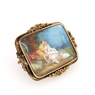 Brooch with miniature painting "The Lovers", around 1850
