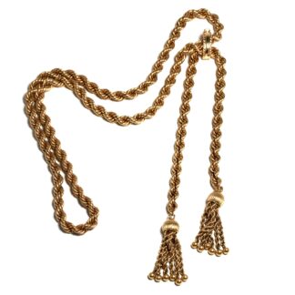 Open Rope Necklace with Tassels and Matching Drop Earrings, Europe, Mid-20th Century