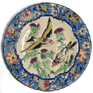 Hand-decorated faience plate, Émaux de Longwy, France, c. 1925–1935