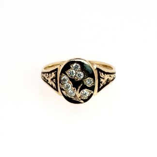 Victorian Diamond Ring with Black Champlevé Enamel, c. 1880–1900