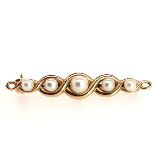 Elegant Pearl Brooch in 18k Gold with Saltwater Pearls, 1960s