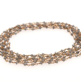 18K Rose Gold Sautoir Necklace with 184 Faceted Silver-Grey Diamonds, Approx. 13.80 Carats